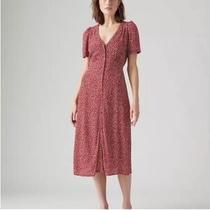 NWT XL Levi's Red Floral Midi Dress